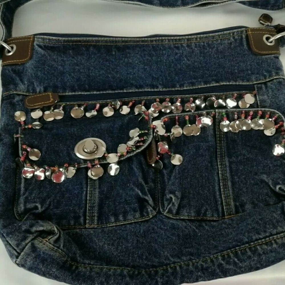 Handmade Jean Beads/Tassle Denim Purse Hand/Should